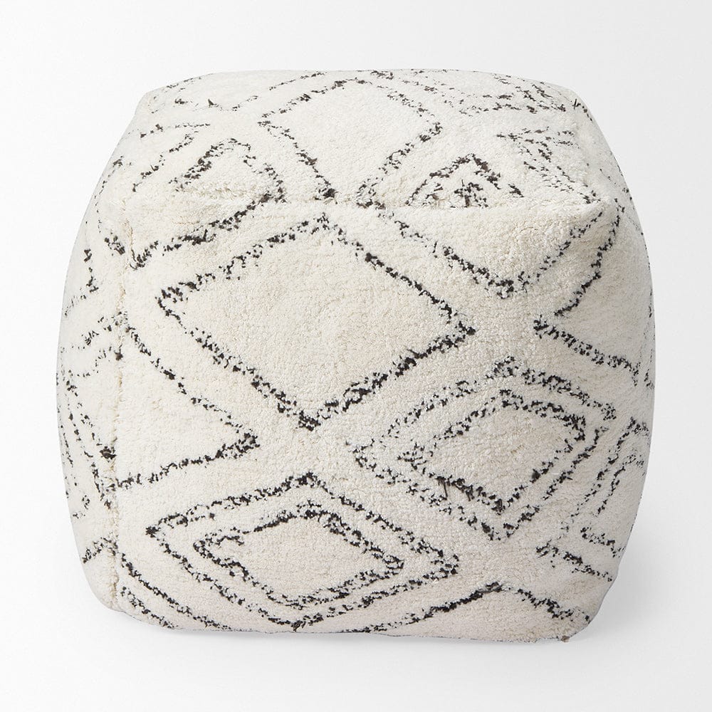 Mercana - Tapir Beige Cotton Argyle Pattern Square Pouf - 67586_CLOSEOUT view 7