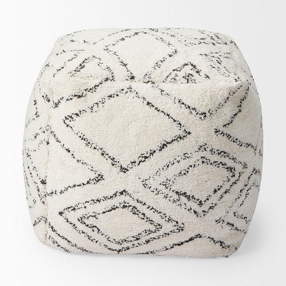 Mercana - Tapir Beige Cotton Argyle Pattern Square Pouf - 67586_CLOSEOUT view 7