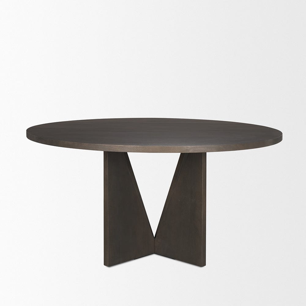 Mercana - Tarro 60" Round Textured Espresso Wood w/ Geometrical Base Dining Table - 70840 view 3