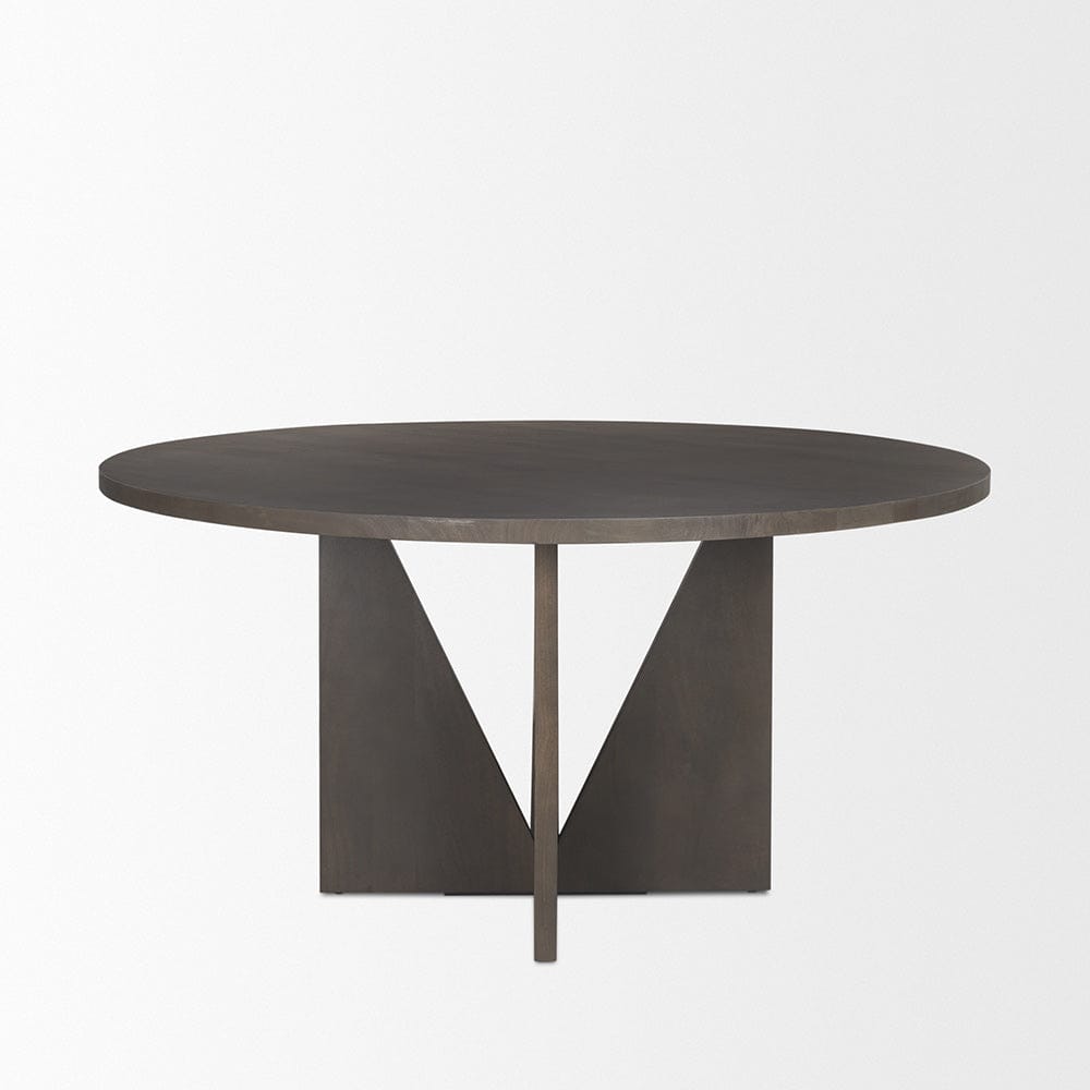Mercana - Tarro 60" Round Textured Espresso Wood w/ Geometrical Base Dining Table - 70840 view 4