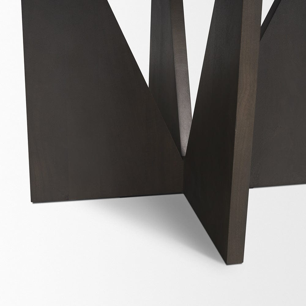 Mercana - Tarro 60" Round Textured Espresso Wood w/ Geometrical Base Dining Table - 70840 view 7