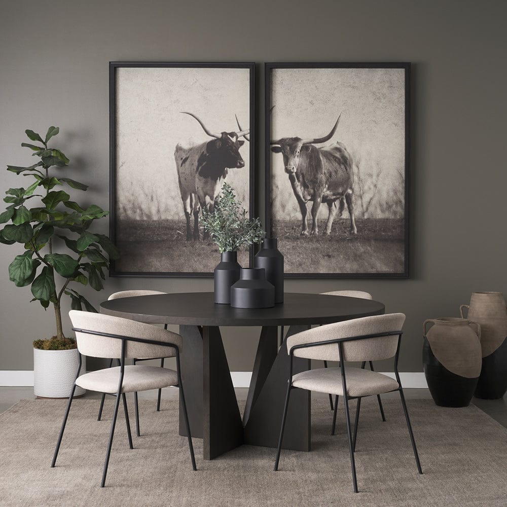 Mercana - Tarro 60" Round Textured Espresso Wood w/ Geometrical Base Dining Table - 70840 view 9