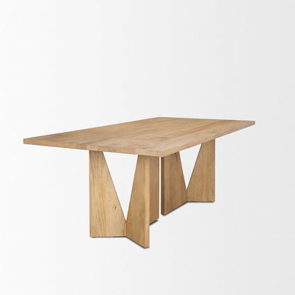 Mercana - Tarro 84" Rectangular Light Brown Wood w/ Geometrical Base Dining Table - 70839 view 4