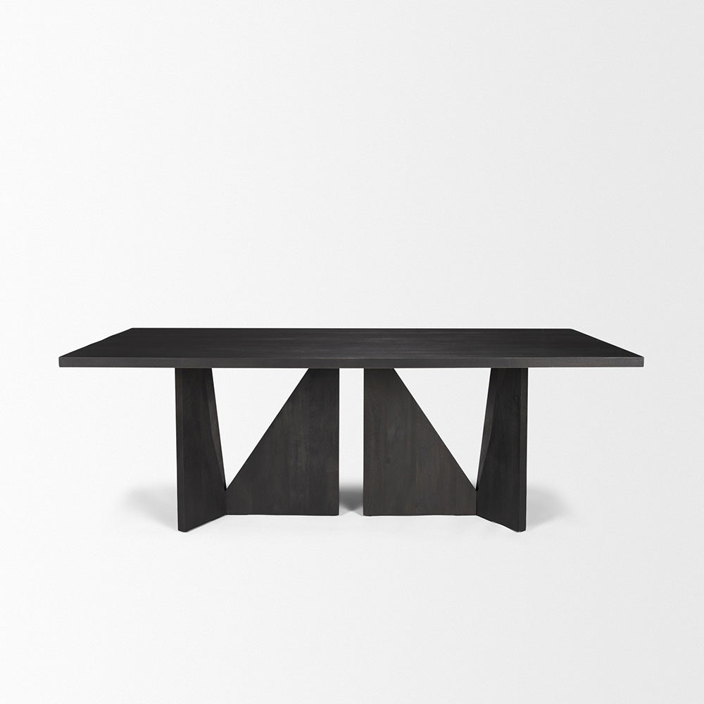 Mercana - Tarro 84" Rectangular Textured Black Wood w/ Geometrical Base Dining Table - 70897 view 2