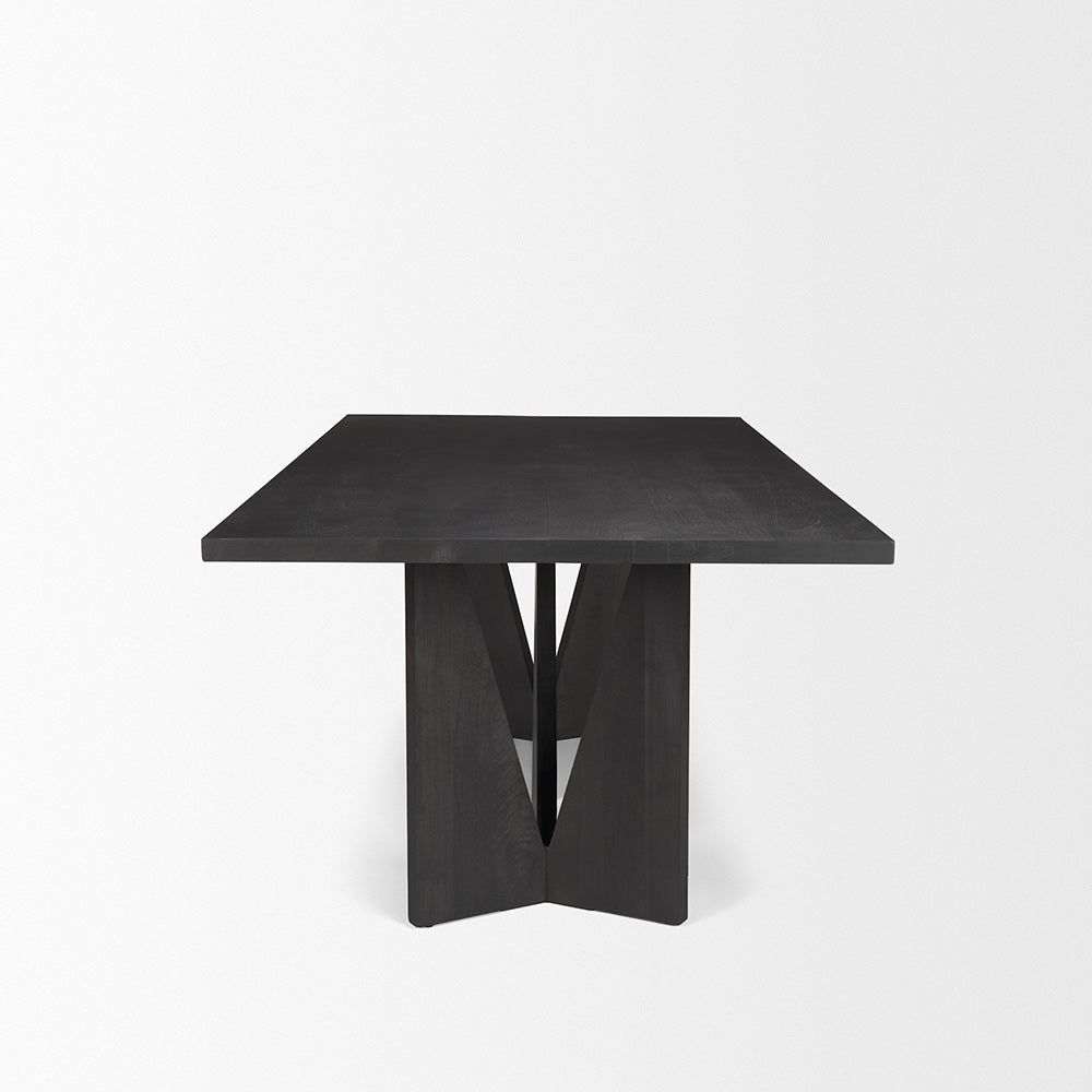 Mercana - Tarro 84" Rectangular Textured Black Wood w/ Geometrical Base Dining Table - 70897 view 3