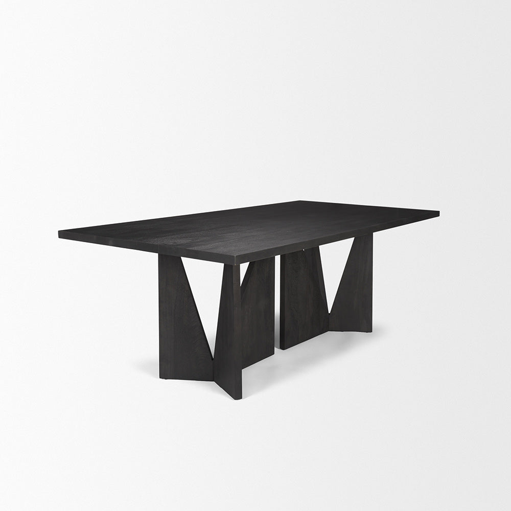 Mercana - Tarro 84" Rectangular Textured Black Wood w/ Geometrical Base Dining Table - 70897 view 4