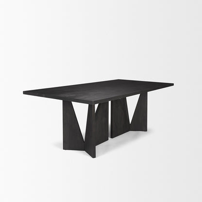 Mercana - Tarro 84" Rectangular Textured Black Wood w/ Geometrical Base Dining Table - 70897 view 4