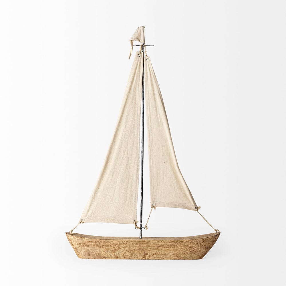Mercana - Tartane Large 22L x 2W Brown/Cream Nautical Inspired Sailboat - 68692 view 4