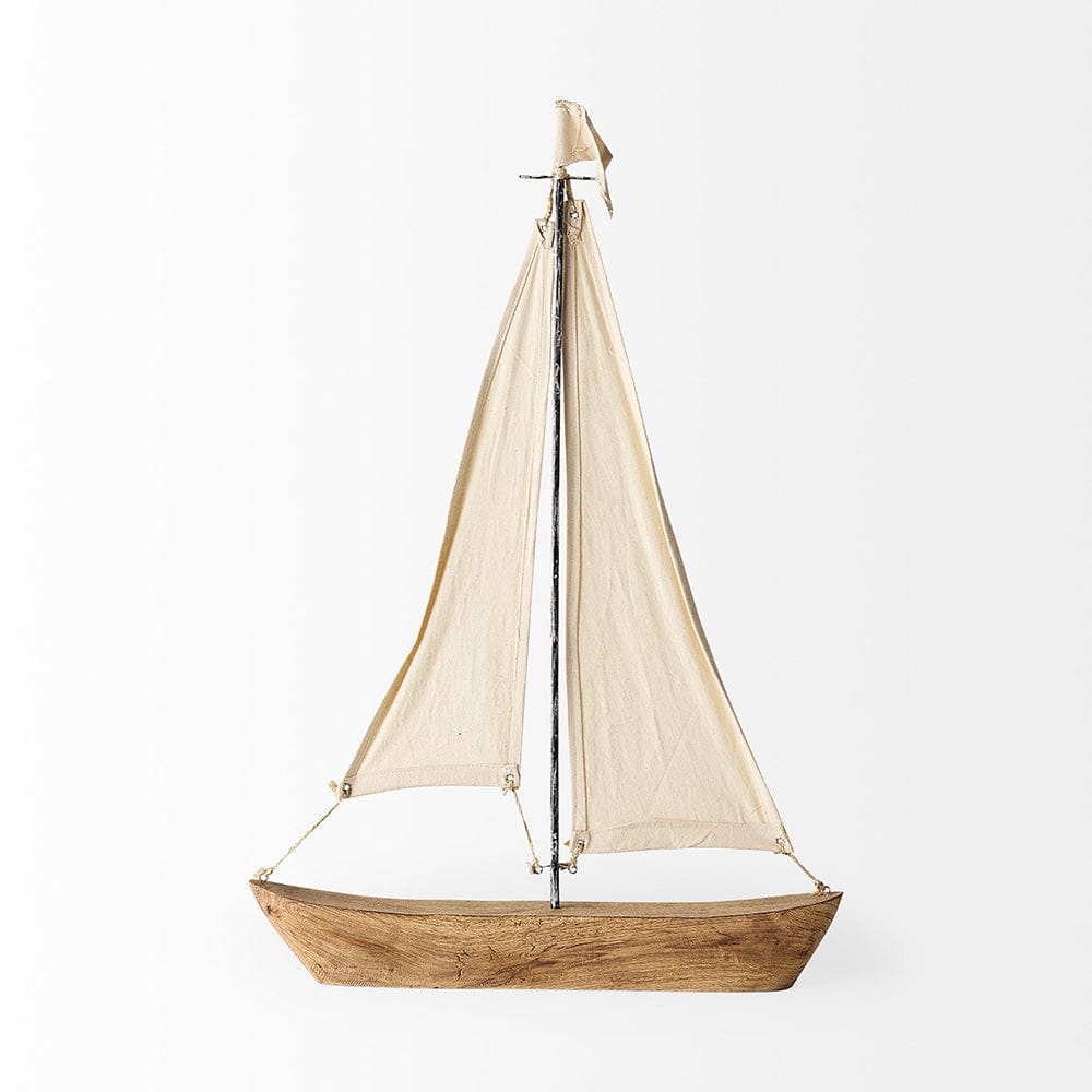 Mercana - Tartane Large 22L x 2W Brown/Cream Nautical Inspired Sailboat - 68692 view 6