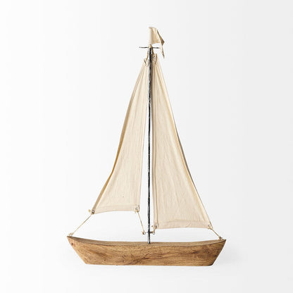 Mercana - Tartane Large 22L x 2W Brown/Cream Nautical Inspired Sailboat - 68692 view 6