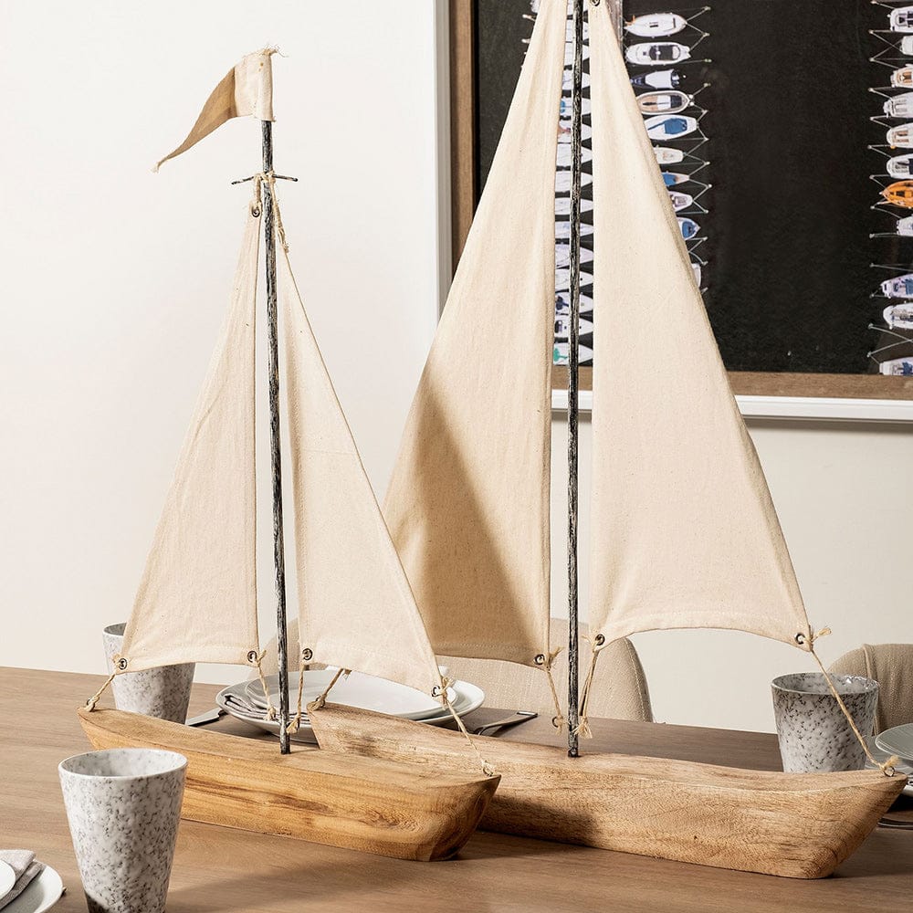 Mercana - Tartane Small 17L x 2W Brown/Cream Nautical Inspired Sailboat - 68691 view 3