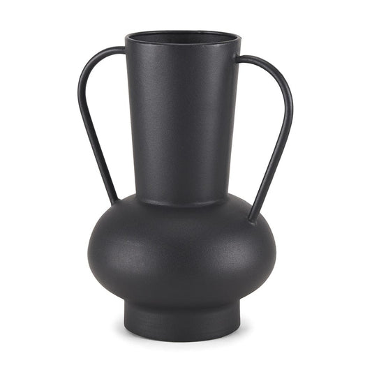 Mercana - Tasya Large Matte Black w/ Handles Metal Vase - 70944 view 1