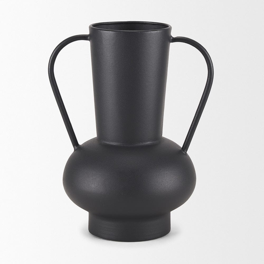 Mercana - Tasya Large Matte Black w/ Handles Metal Vase - 70944 view 2