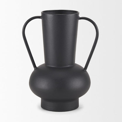 Mercana - Tasya Large Matte Black w/ Handles Metal Vase - 70944 view 2