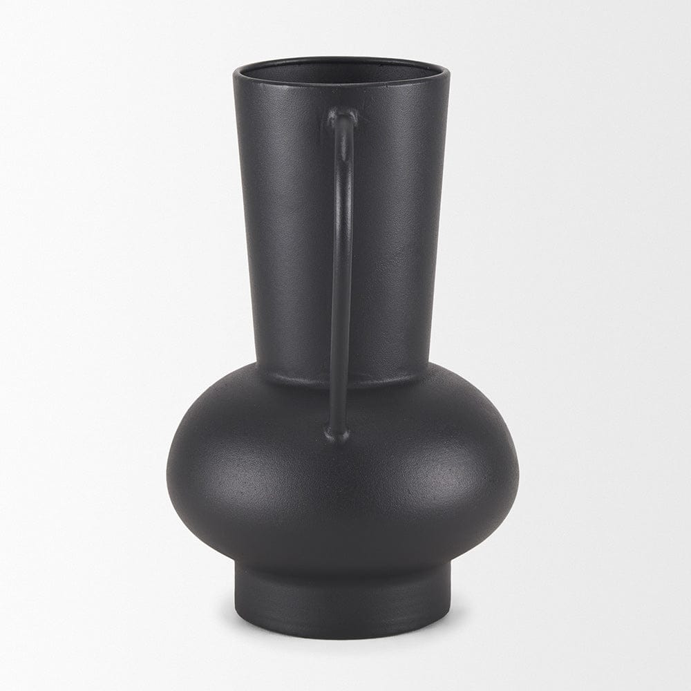 Mercana - Tasya Large Matte Black w/ Handles Metal Vase - 70944 view 3