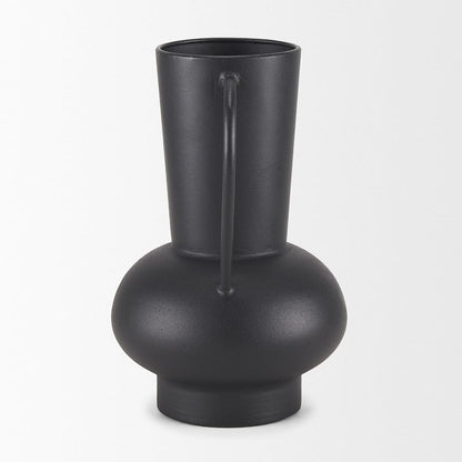 Mercana - Tasya Large Matte Black w/ Handles Metal Vase - 70944 view 3