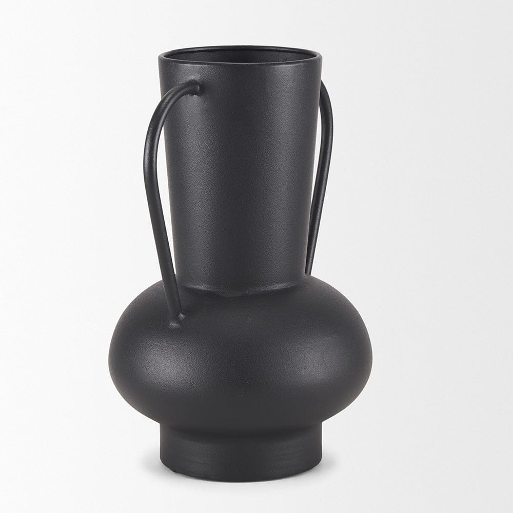 Mercana - Tasya Large Matte Black w/ Handles Metal Vase - 70944 view 4