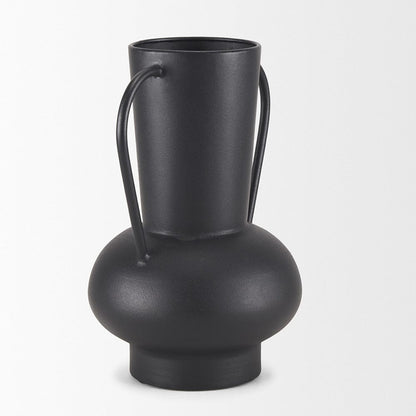 Mercana - Tasya Large Matte Black w/ Handles Metal Vase - 70944 view 4