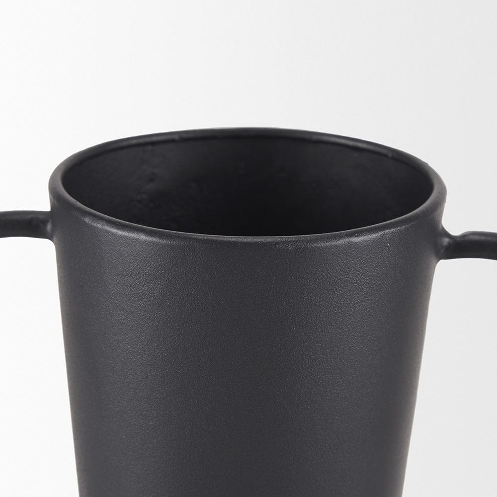 Mercana - Tasya Large Matte Black w/ Handles Metal Vase - 70944 view 5