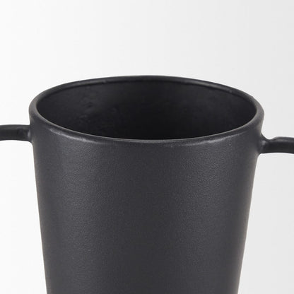 Mercana - Tasya Large Matte Black w/ Handles Metal Vase - 70944 view 5