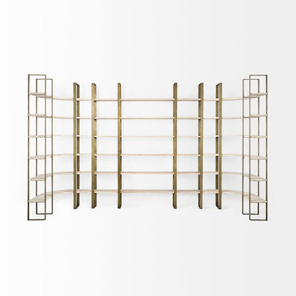 Mercana - Taunton 80L x 10.5W x 90H Light Brown Wood W/ Gold Metal Frame 6 Tier Shelving Unit - 69230-AB_CLOSEOUT view 5