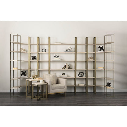 Mercana - Taunton 80L x 10.5W x 90H Light Brown Wood W/ Gold Metal Frame 6 Tier Shelving Unit - 69230-AB_CLOSEOUT view 12