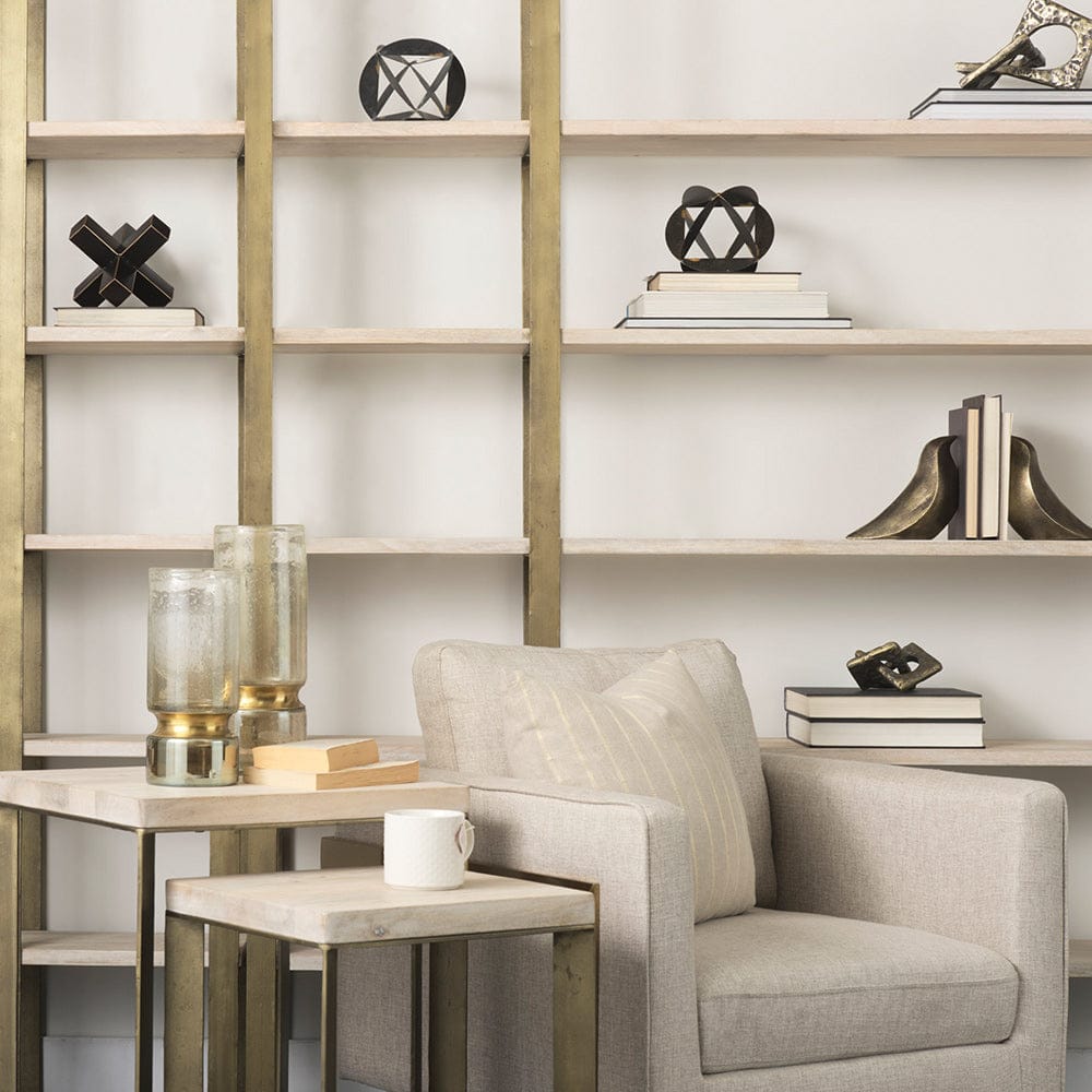 Mercana - Taunton 80L x 10.5W x 90H Light Brown Wood W/ Gold Metal Frame 6 Tier Shelving Unit - 69230-AB_CLOSEOUT view 14