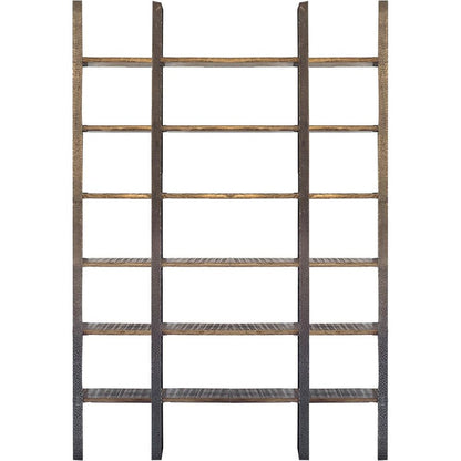 Mercana - Taunton I 80L x 10.5W x 90H Brown Wood and Black Iron Six Shelving Unit - 50242-AB view 1