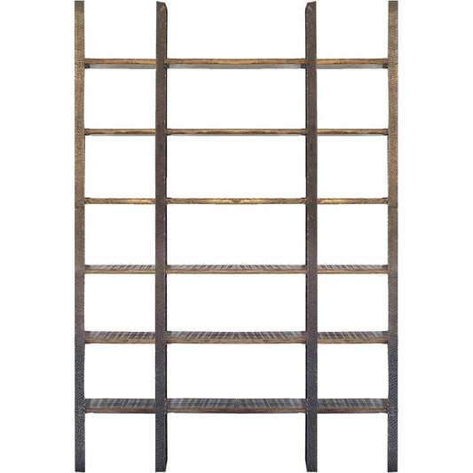 Mercana - Taunton I 80L x 10.5W x 90H Brown Wood and Black Iron Six Shelving Unit - 50242-AB view 1
