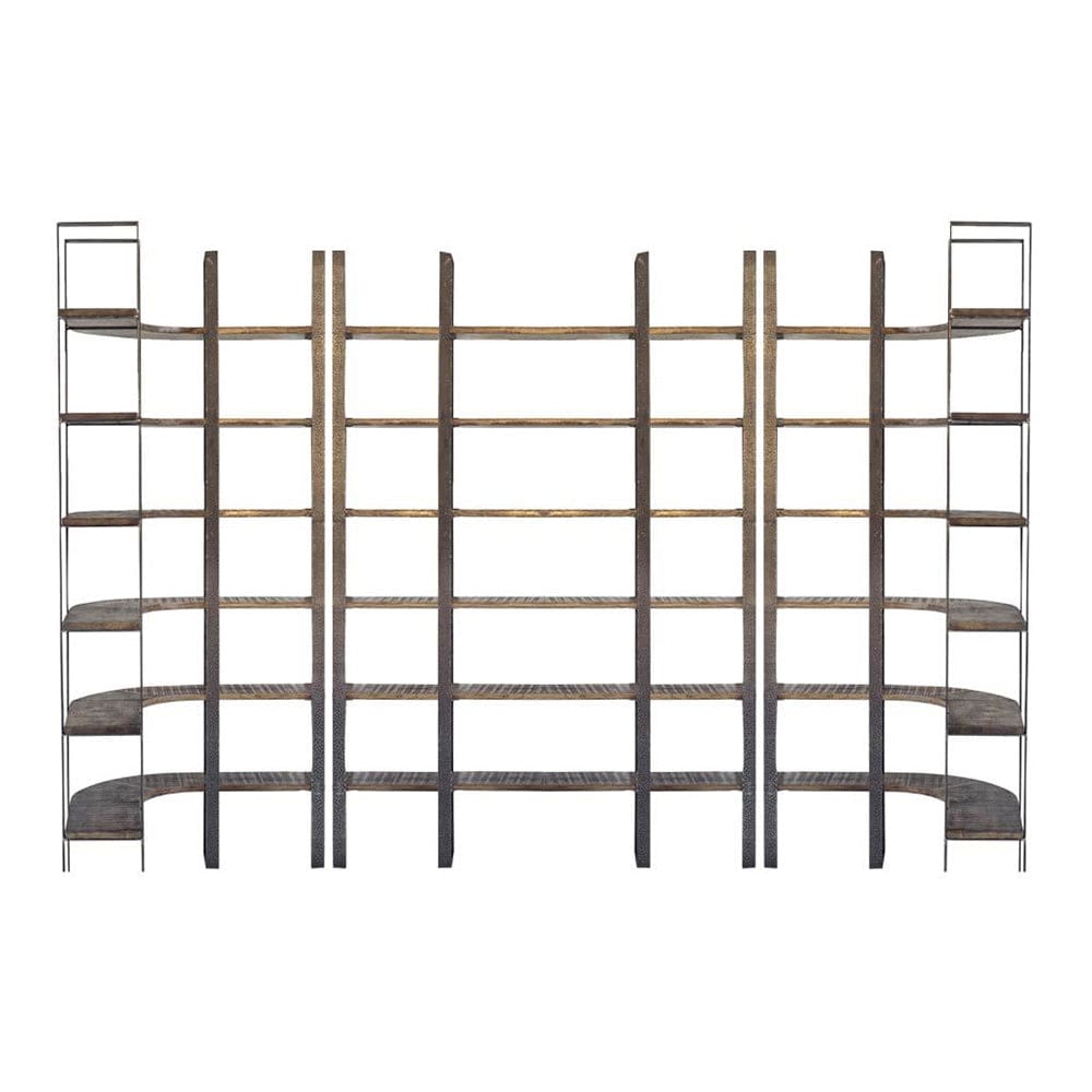 Mercana - Taunton I 80L x 10.5W x 90H Brown Wood and Black Iron Six Shelving Unit - 50242-AB view 3