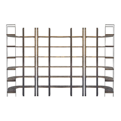 Mercana - Taunton I 80L x 10.5W x 90H Brown Wood and Black Iron Six Shelving Unit - 50242-AB view 3