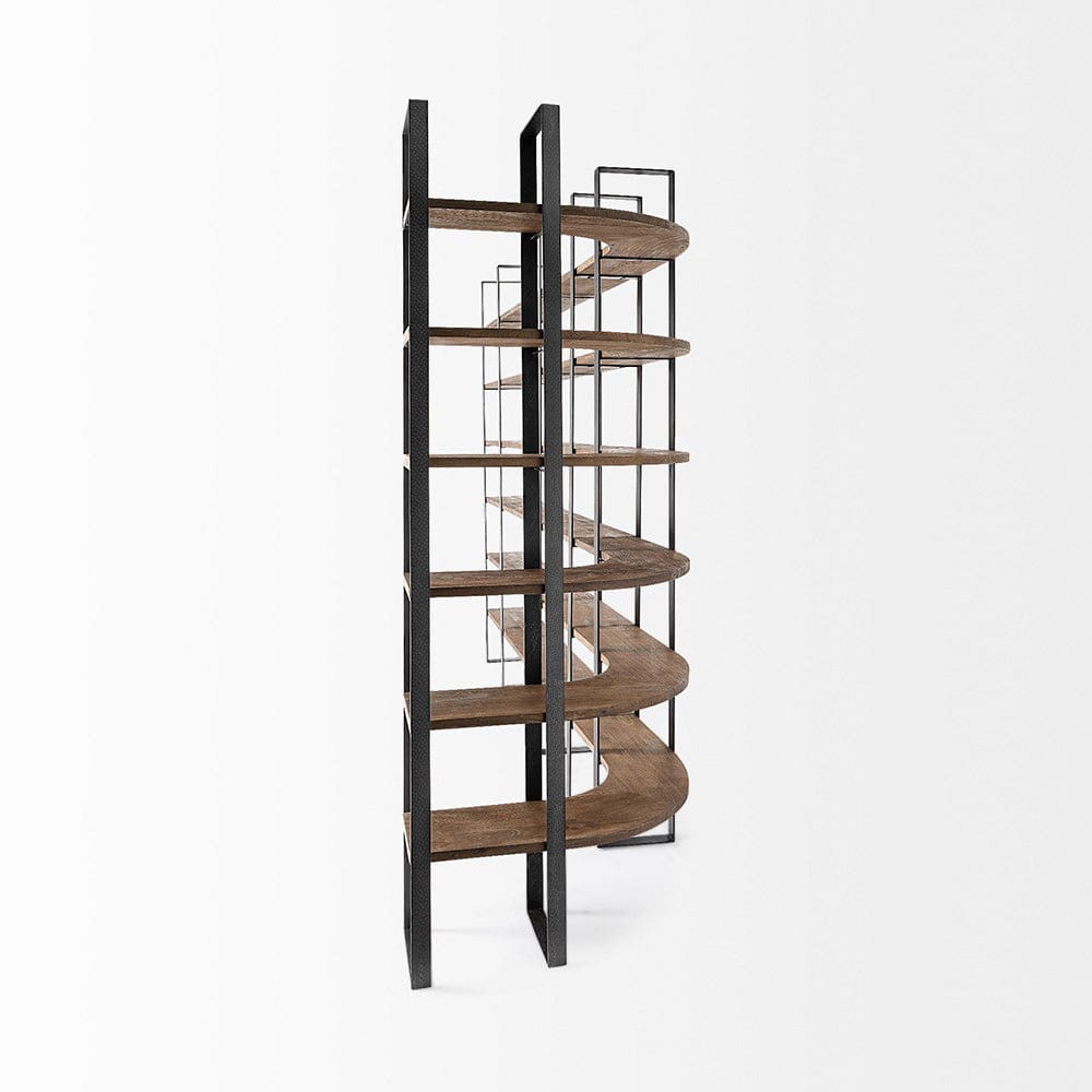 Mercana - Taunton II 80L x 10.5W x 90H Dark Brown Wood And Black Iron Six Shelving Unit - 50367-AB view 5
