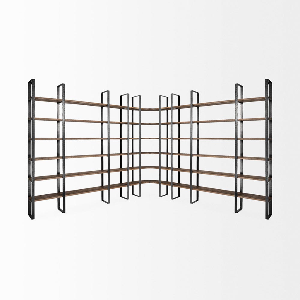 Mercana - Taunton II 80L x 10.5W x 90H Dark Brown Wood And Black Iron Six Shelving Unit - 50367-AB view 6