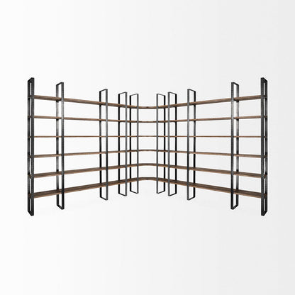 Mercana - Taunton II 80L x 10.5W x 90H Dark Brown Wood And Black Iron Six Shelving Unit - 50367-AB view 6