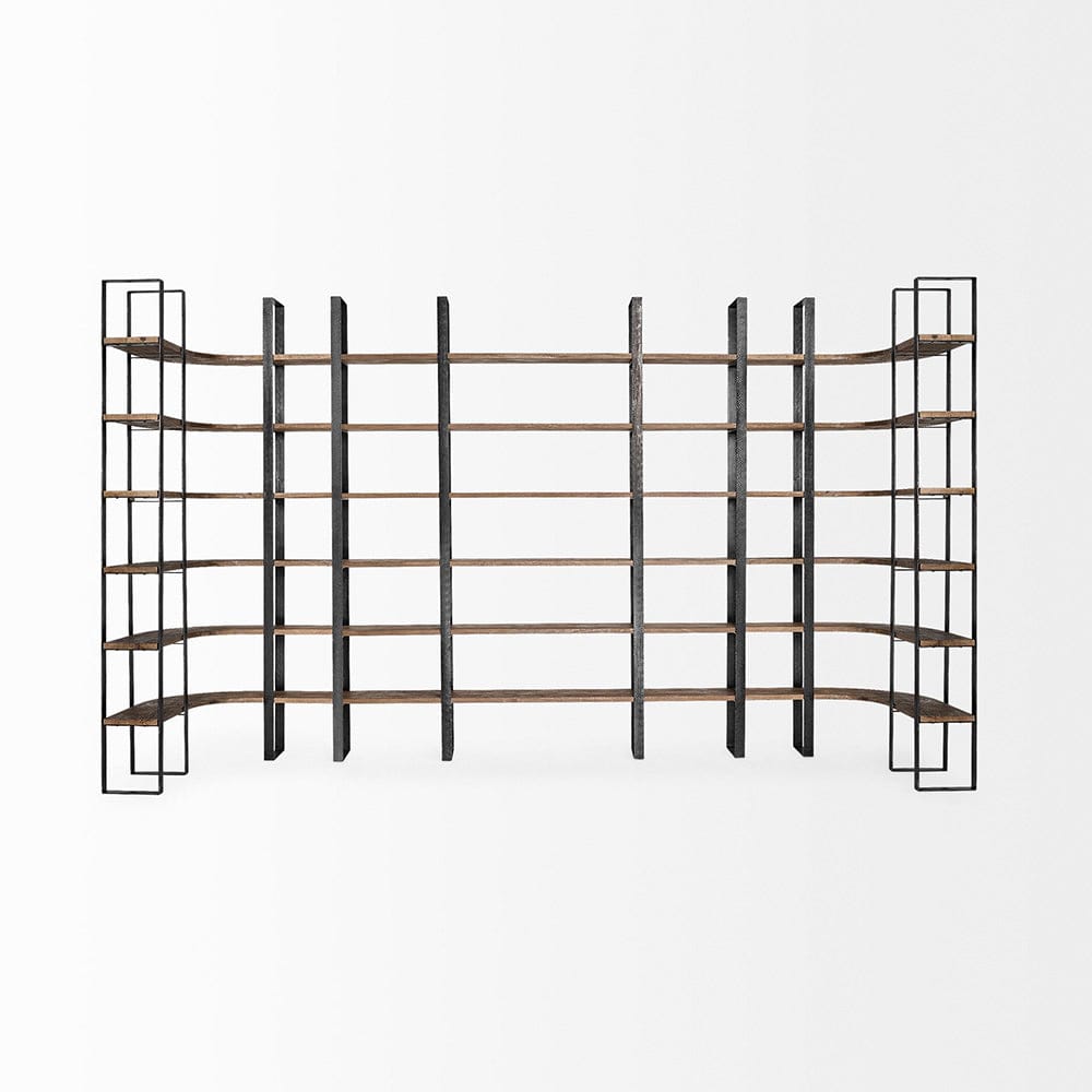 Mercana - Taunton II 80L x 10.5W x 90H Dark Brown Wood And Black Iron Six Shelving Unit - 50367-AB view 8