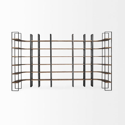 Mercana - Taunton II 80L x 10.5W x 90H Dark Brown Wood And Black Iron Six Shelving Unit - 50367-AB view 8
