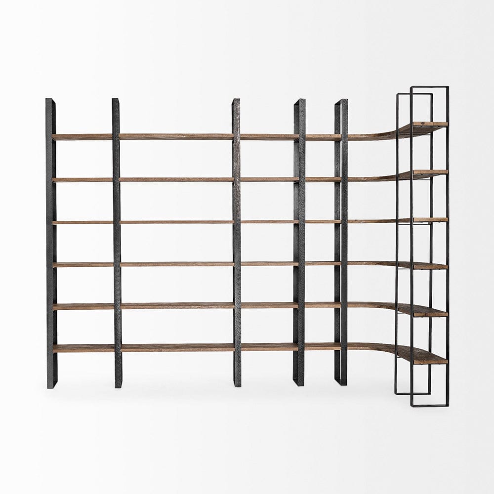 Mercana - Taunton II 80L x 10.5W x 90H Dark Brown Wood And Black Iron Six Shelving Unit - 50367-AB view 9