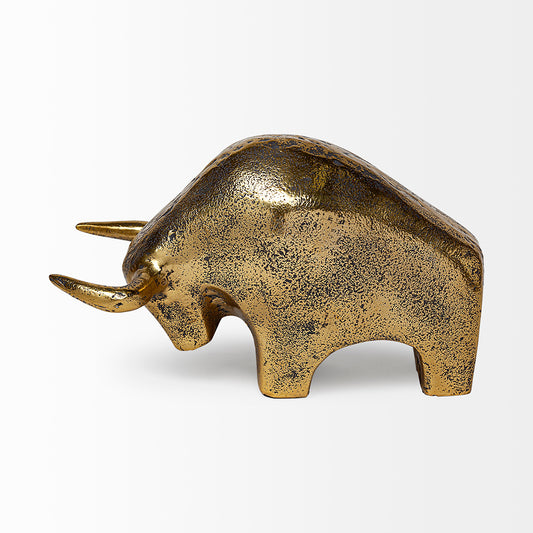 Mercana - Tauro I 9L x 4W Gold Cast Aluminum Raging Bull - 68409 view 2