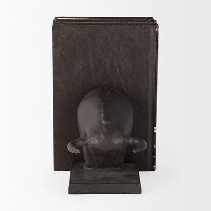 Mercana - Tauro III 10L x 5W Black Cast Aluminum Raging Bull Bookends (Set of 2) - 69065 view 3