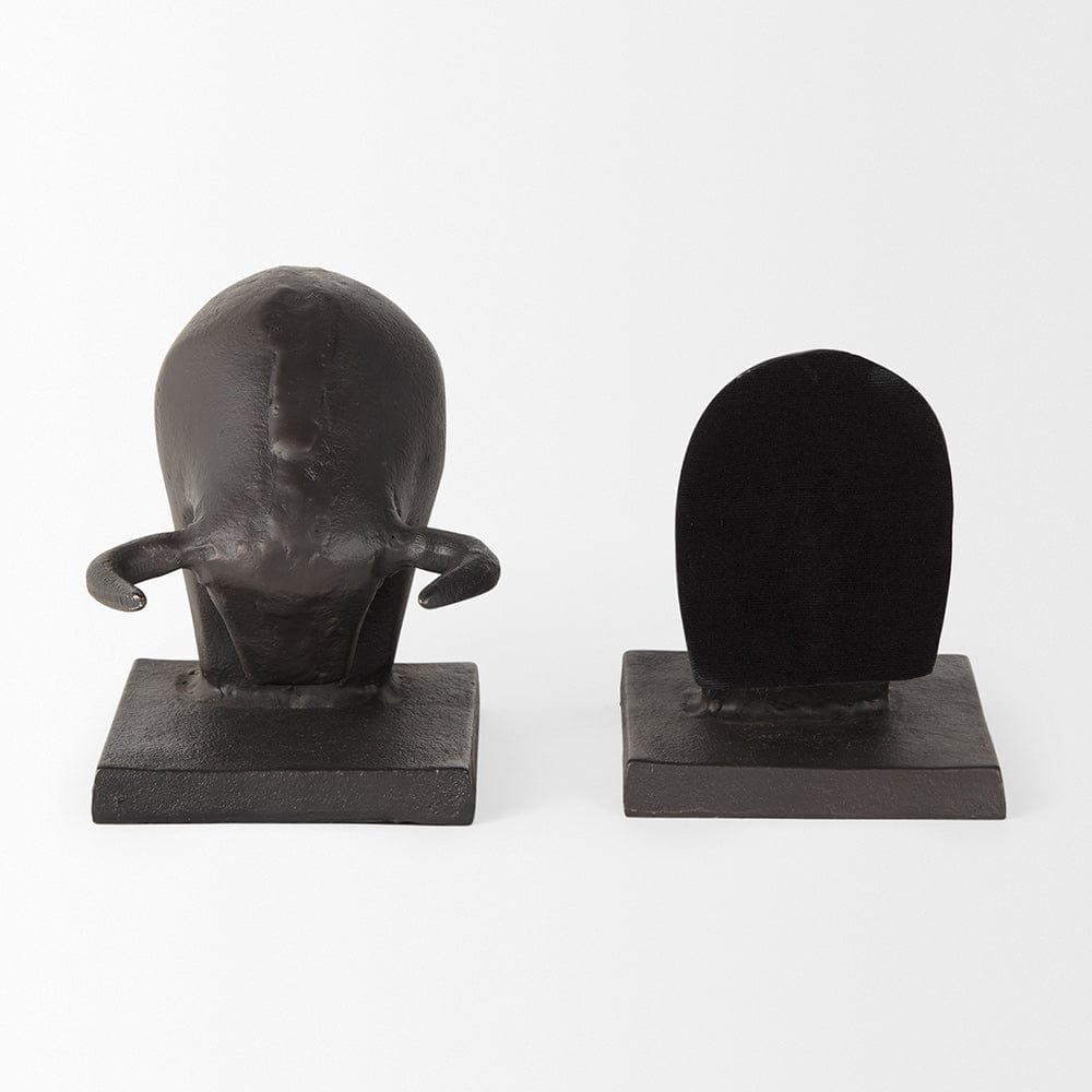 Mercana - Tauro III 10L x 5W Black Cast Aluminum Raging Bull Bookends (Set of 2) - 69065 view 6