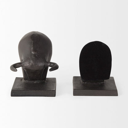 Mercana - Tauro III 10L x 5W Black Cast Aluminum Raging Bull Bookends (Set of 2) - 69065 view 6