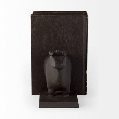 Mercana - Taurus III 9L x 4W Black Cast Aluminum Bull Bookends (Set of 2) - 69064_CLOSEOUT view 3