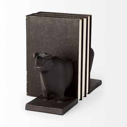 Mercana - Taurus III 9L x 4W Black Cast Aluminum Bull Bookends (Set of 2) - 69064_CLOSEOUT view 4