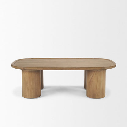 Mercana - Tavi Rectangular Natural Brown w/ Column Legs Coffee Table - 70858-AB view 2