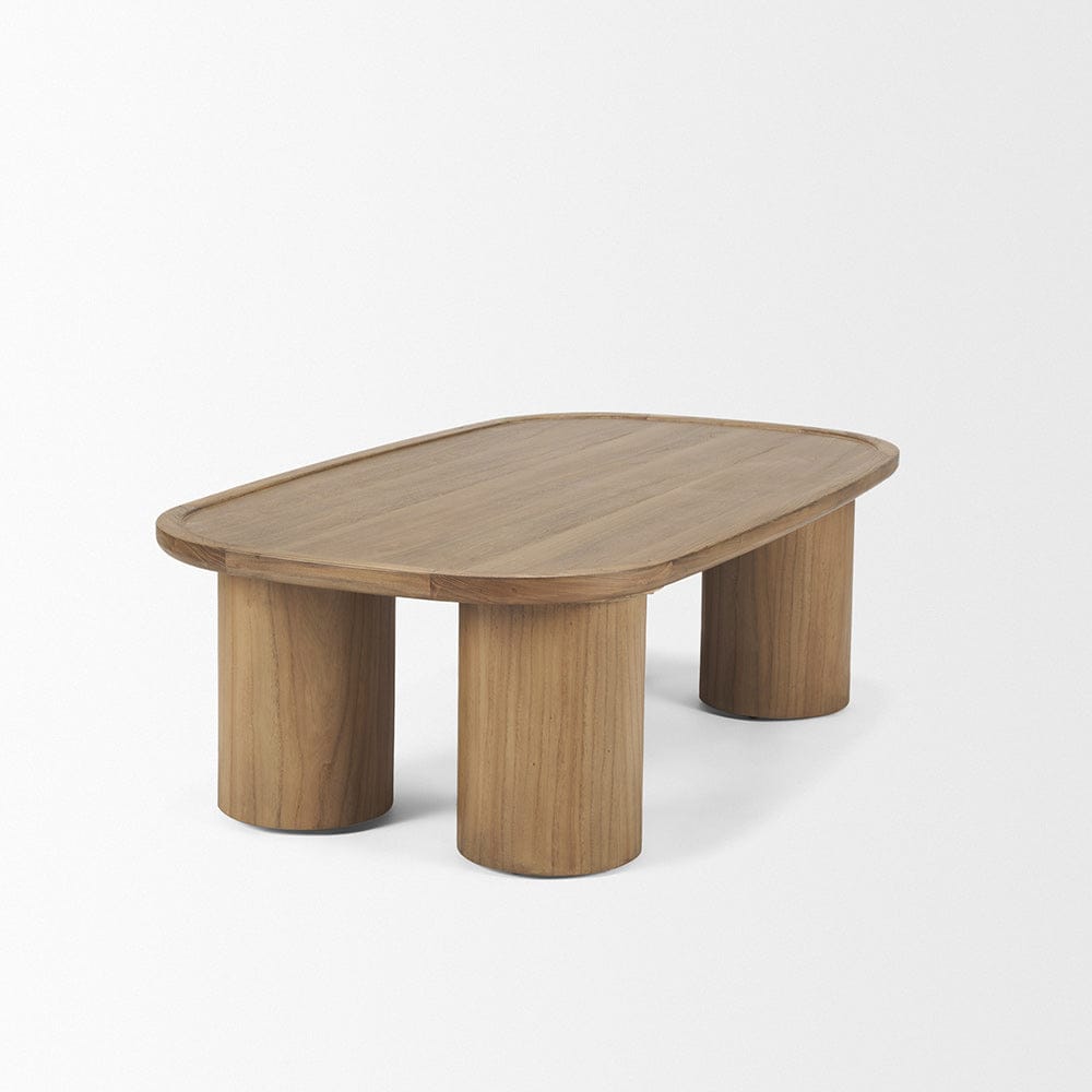 Mercana - Tavi Rectangular Natural Brown w/ Column Legs Coffee Table - 70858-AB view 4