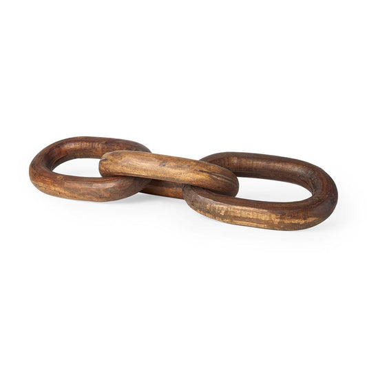 Mercana - Tayla Large Medium Brown Wood Chain Link - 70152 view 1
