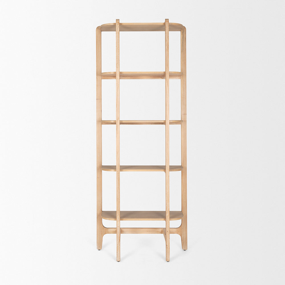 Mercana - Taylin Light Brown Solid Wood Open Bookshelf - 71003 view 3