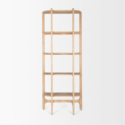 Mercana - Taylin Light Brown Solid Wood Open Bookshelf - 71003 view 3