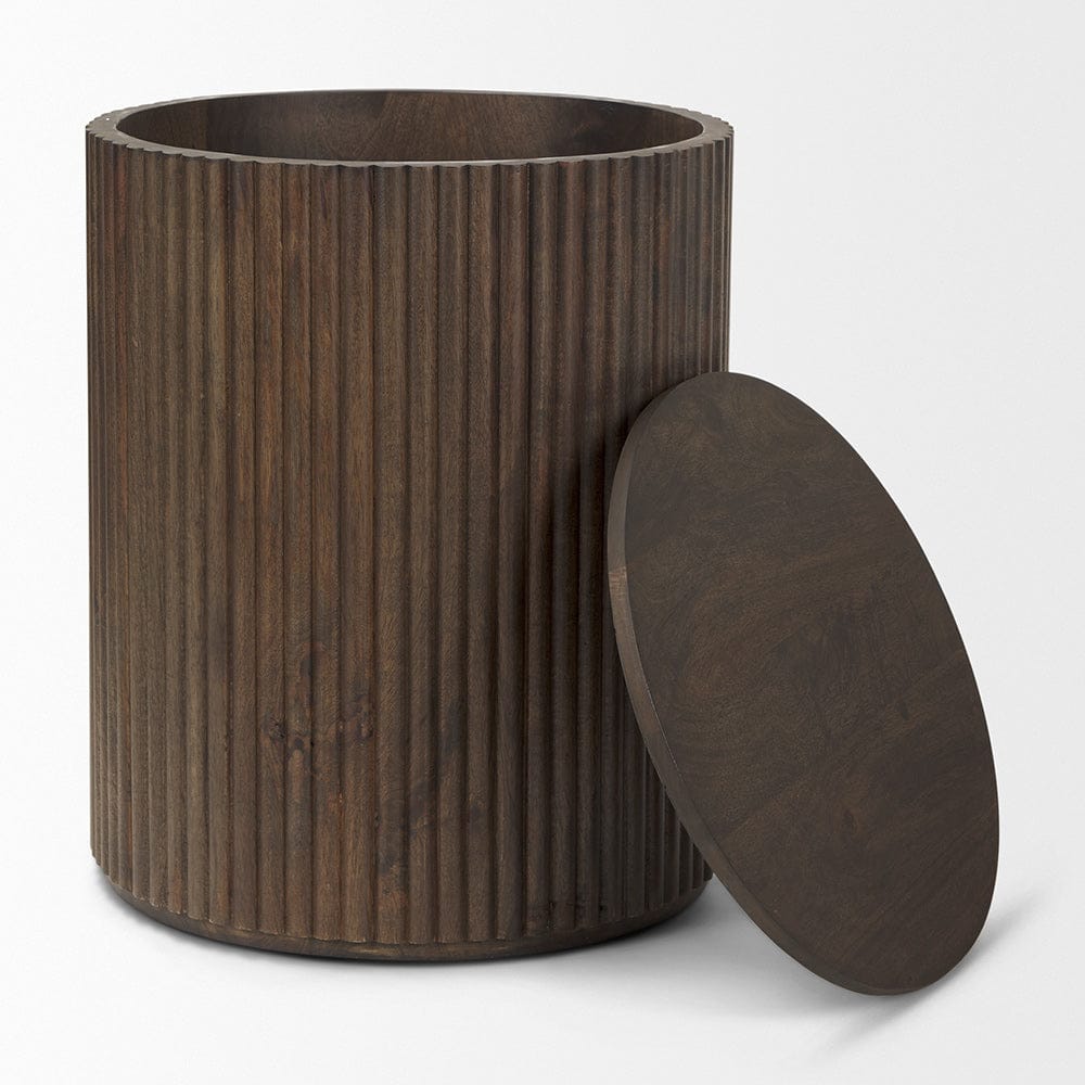 Mercana - Terra 18L x 18W x 22H Dark Brown Wood Fluted Round Side Table - 69881 view 3