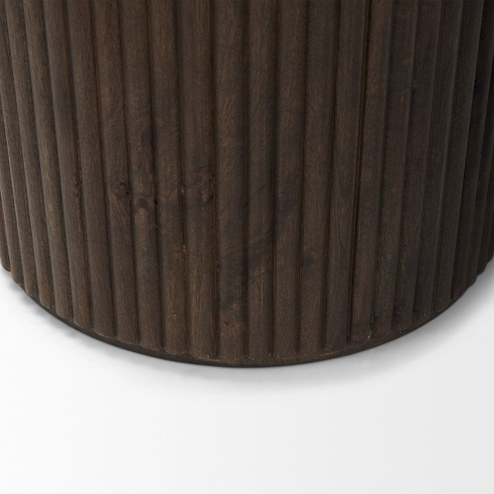 Mercana - Terra 18L x 18W x 22H Dark Brown Wood Fluted Round Side Table - 69881 view 8